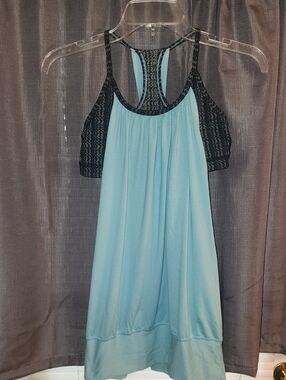 lululemon athletica Light Blue and Black Racerback Tank